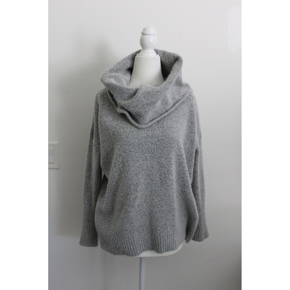 Joan Vass New York Women's XS‎ Gray Cowl Neck Marl Knit Relaxed Sweater